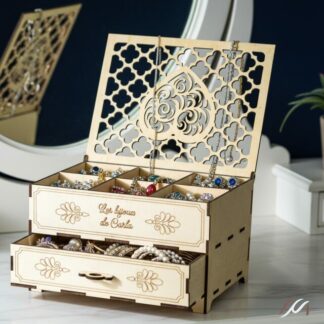 Boîte à bijoux personnalisée en bois – Coffret bijoux avec tiroir
