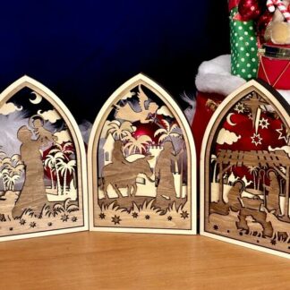 Crèche murale en bois – Scènes de la Nativité