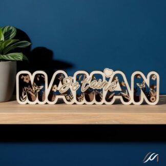 Décoration Maman en bois multicouche “Je t’aime”
