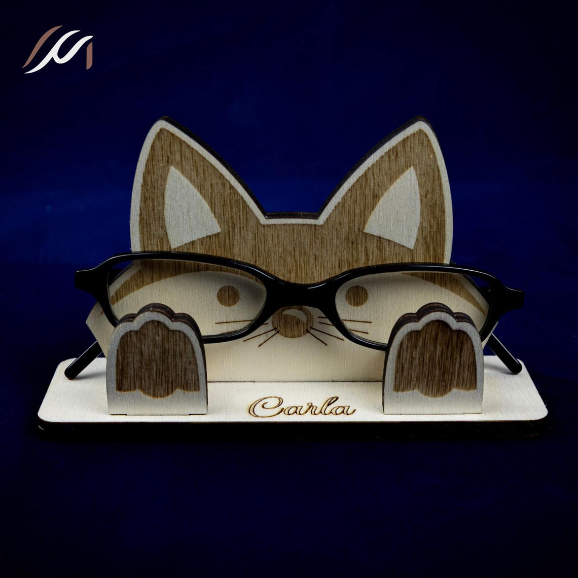 Porte lunettes enfant personnalisé en bois – Support lunettes animal
