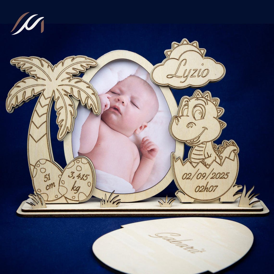 Cadre naissance dinosaure personnalisé