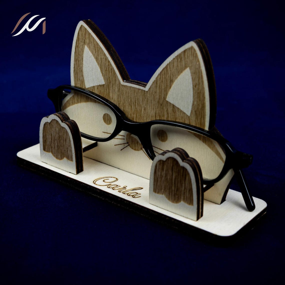 Porte lunettes enfant personnalisé en bois – Support lunettes animal