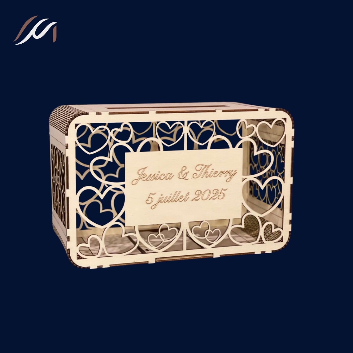 Urne de mariage en bois – Personnalisable