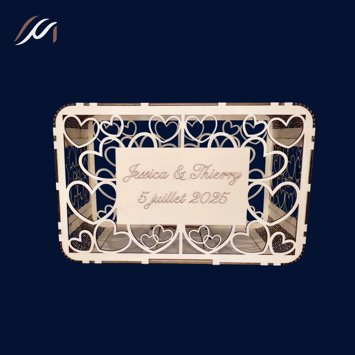 Urne de mariage en bois – Personnalisable