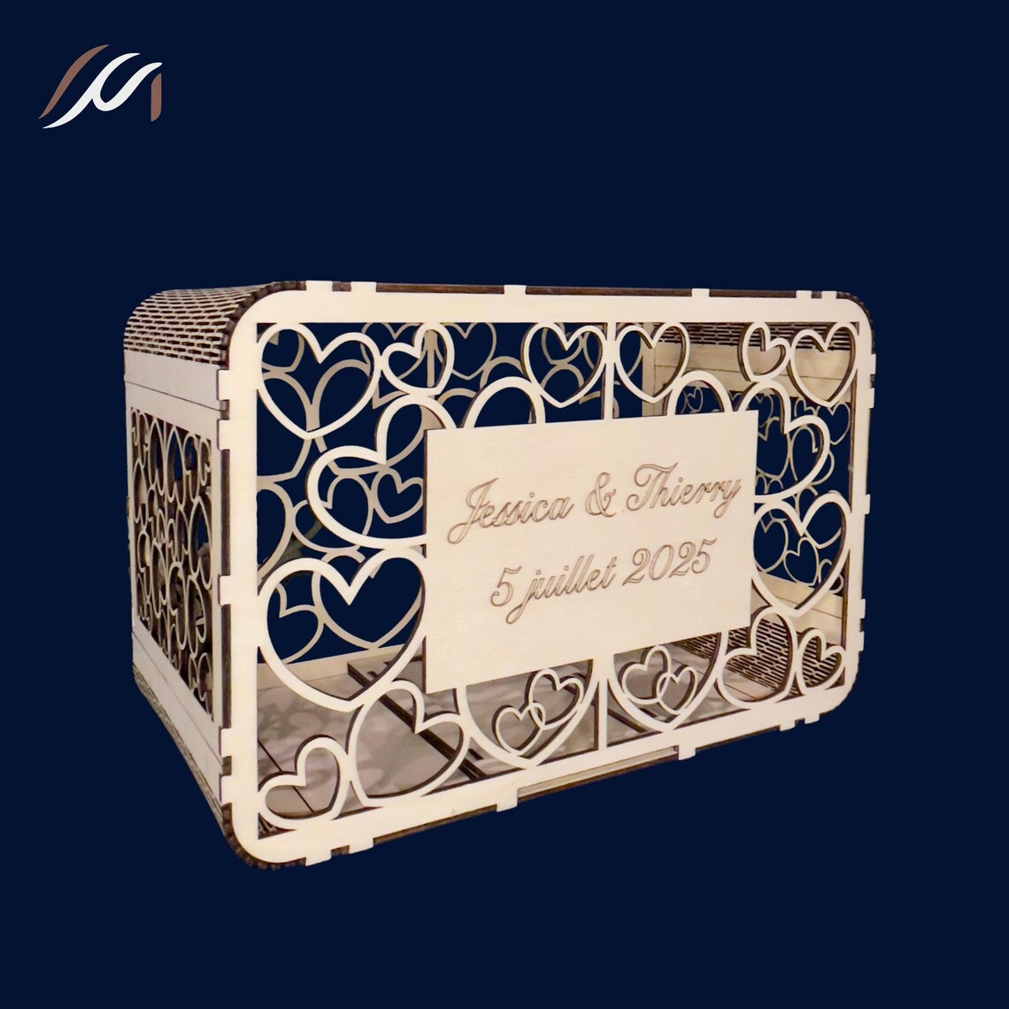 Urne de mariage en bois – Personnalisable