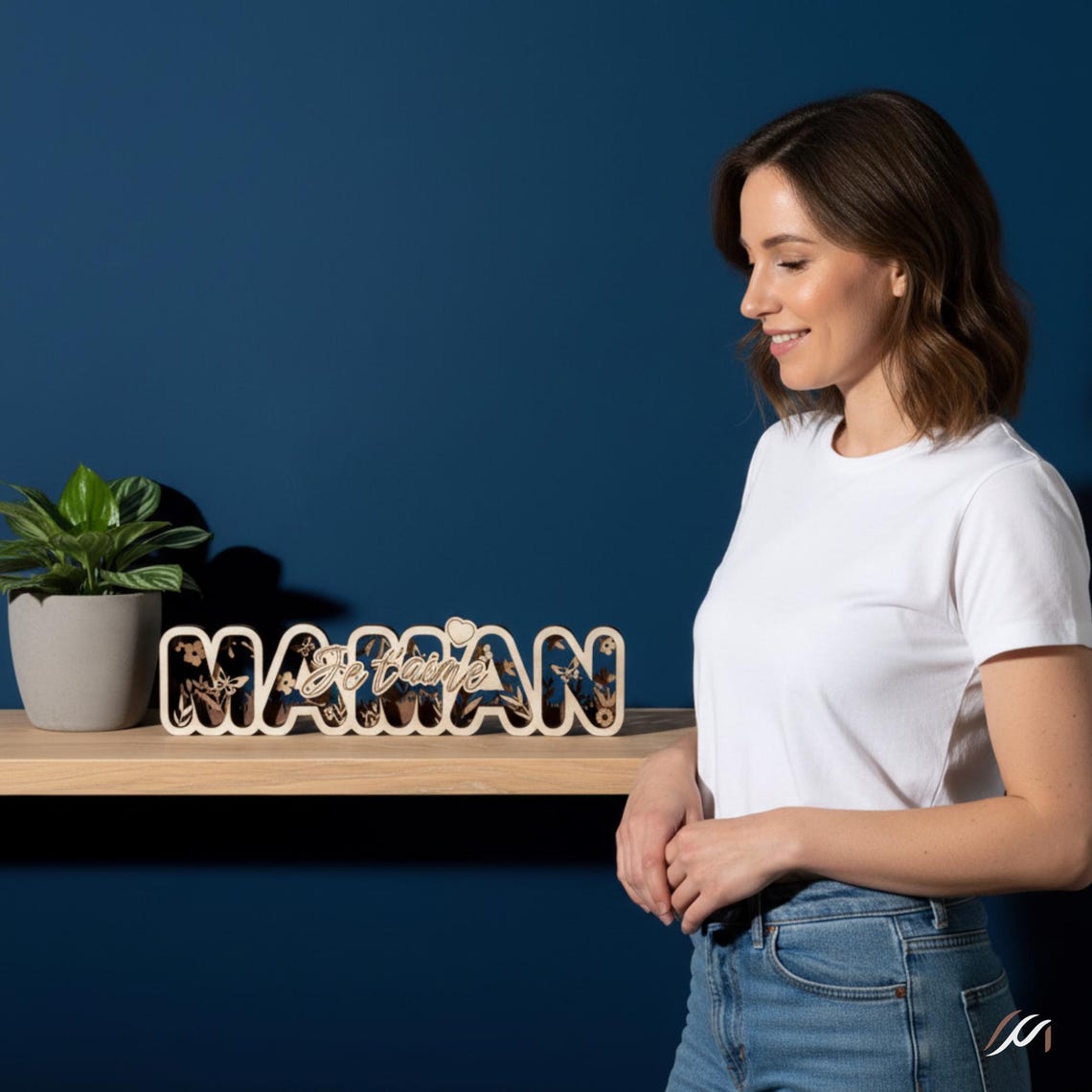 Décoration Maman en bois multicouche “Je t’aime”