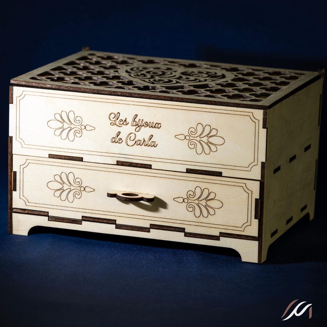 Boîte à bijoux personnalisée en bois – Coffret bijoux avec tiroir