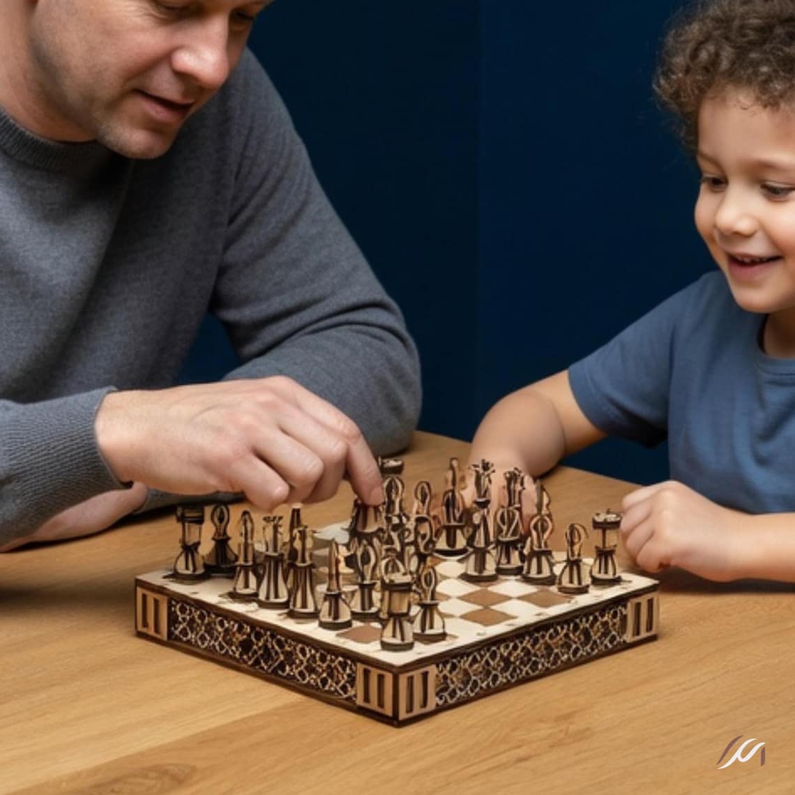 Jeu d’échecs en bois artisanal avec tiroirs – Jeu dames inclus – Échiquier compact 22 cm