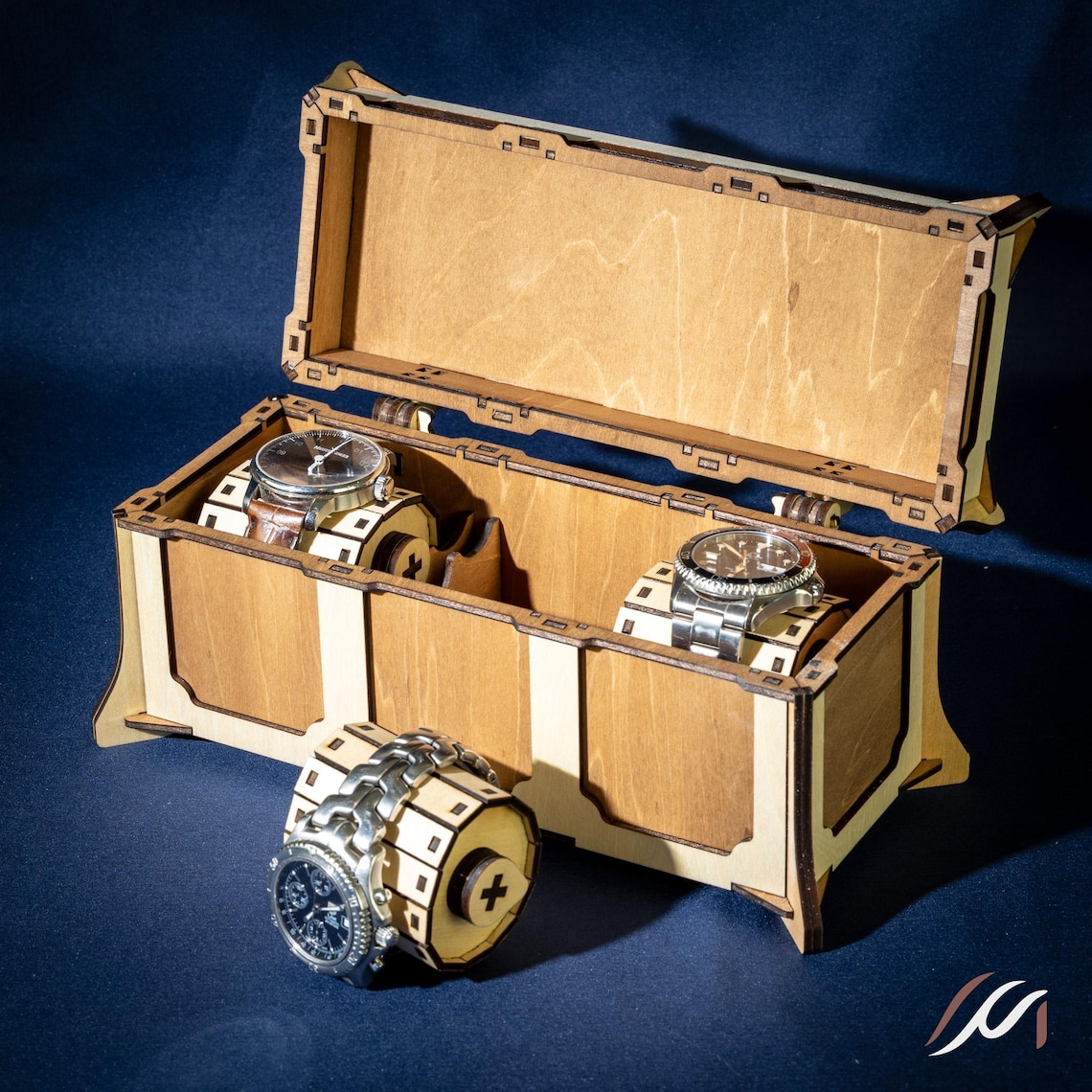 Boîte à montres personnalisée en bois