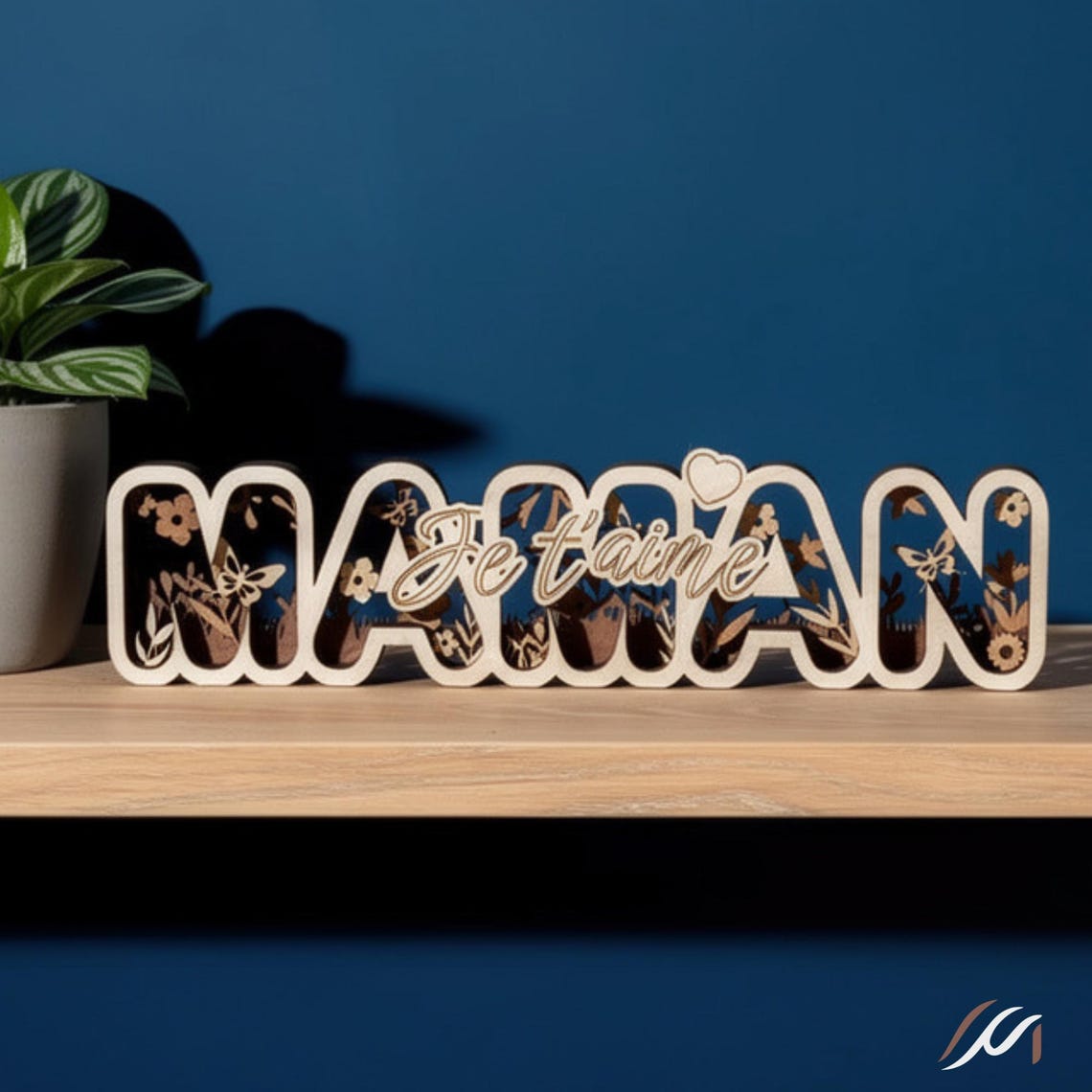 Décoration Maman en bois multicouche “Je t’aime”