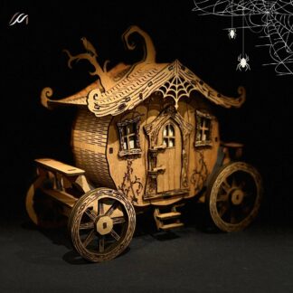 Carrosse d’Halloween en bois avec lumière LED