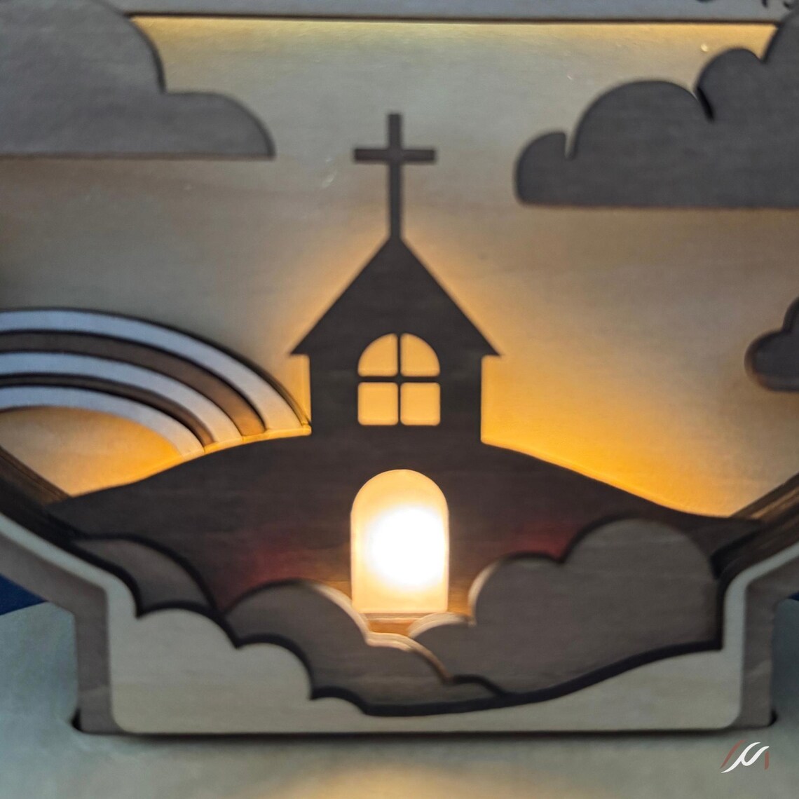 Veilleuse communion, baptême ou confirmation personnalisée en bois LED
