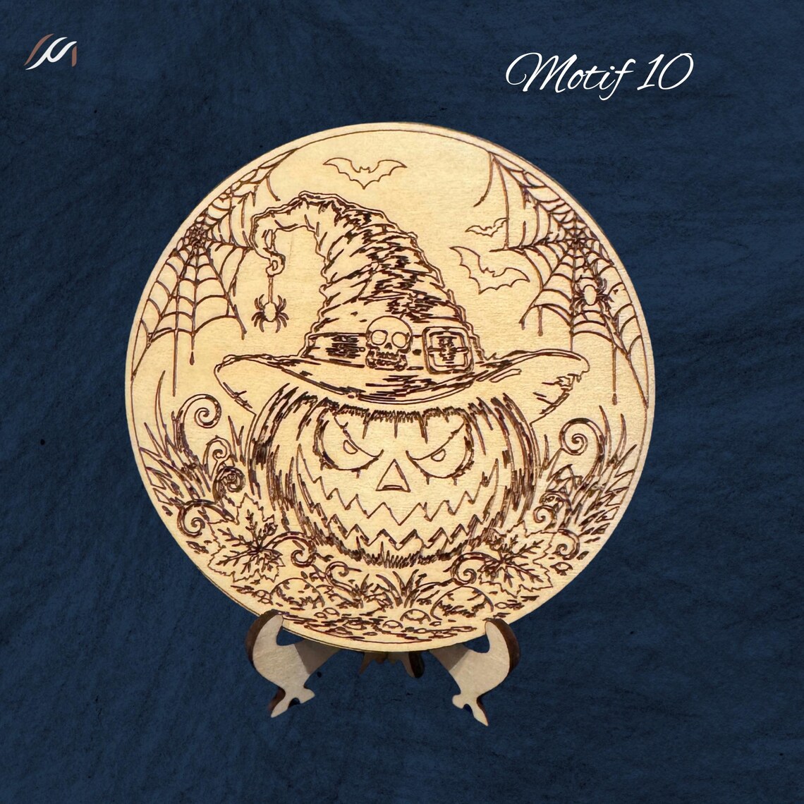 Dessous de verre Halloween en bois gravé – 10 motifs au choix