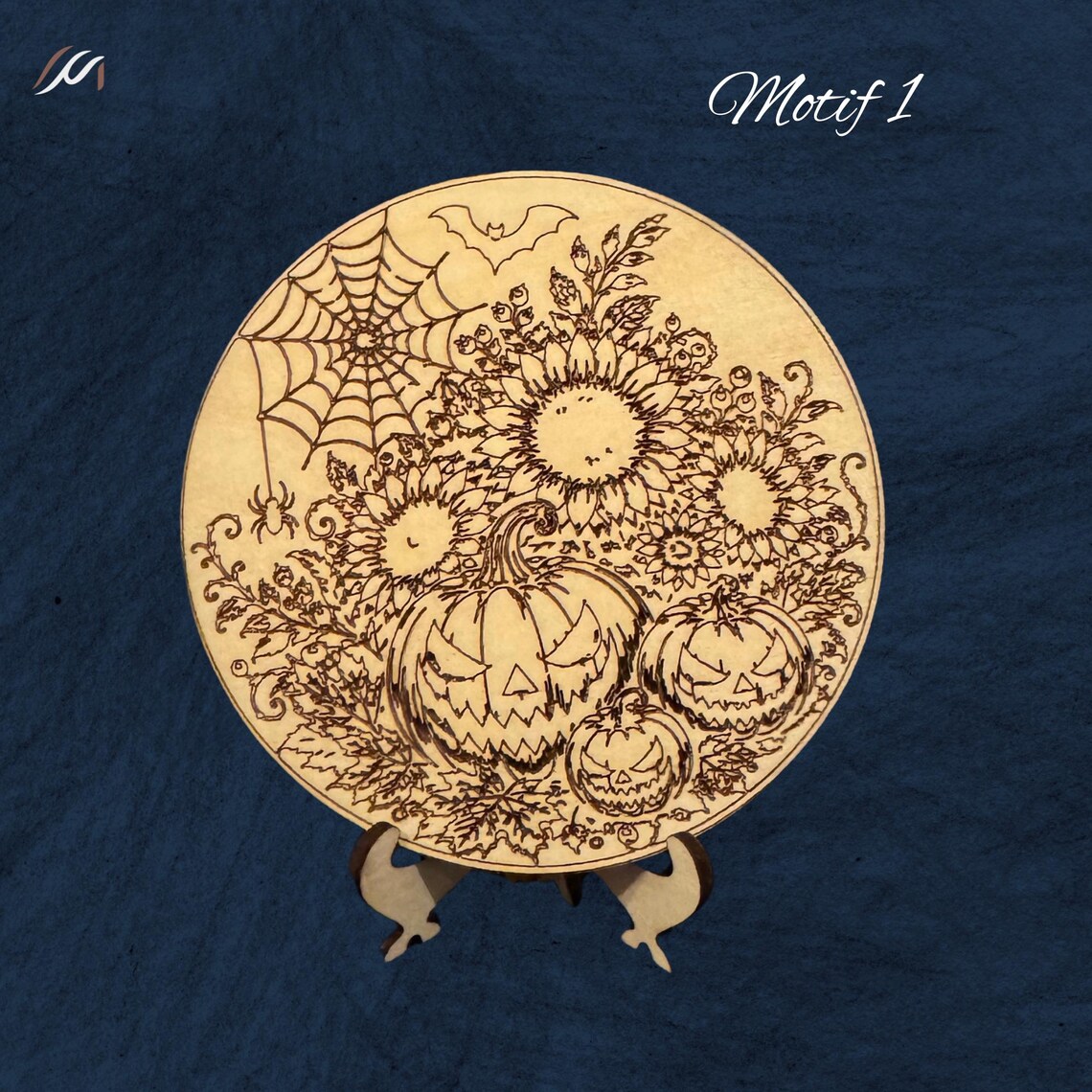 Dessous de verre Halloween en bois gravé – 10 motifs au choix