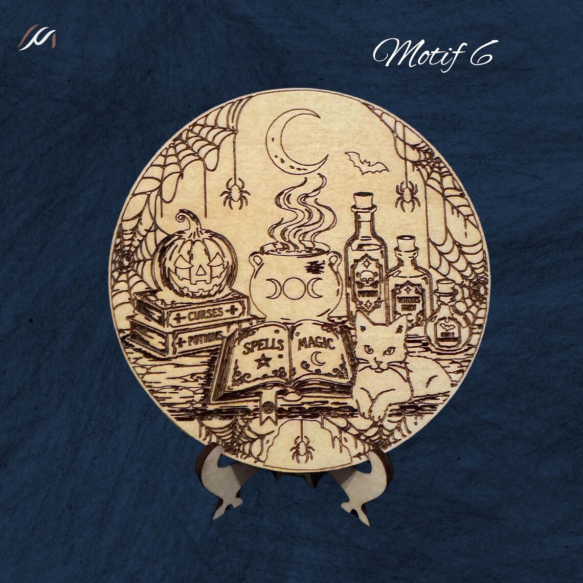 Dessous de verre Halloween en bois gravé – 10 motifs au choix