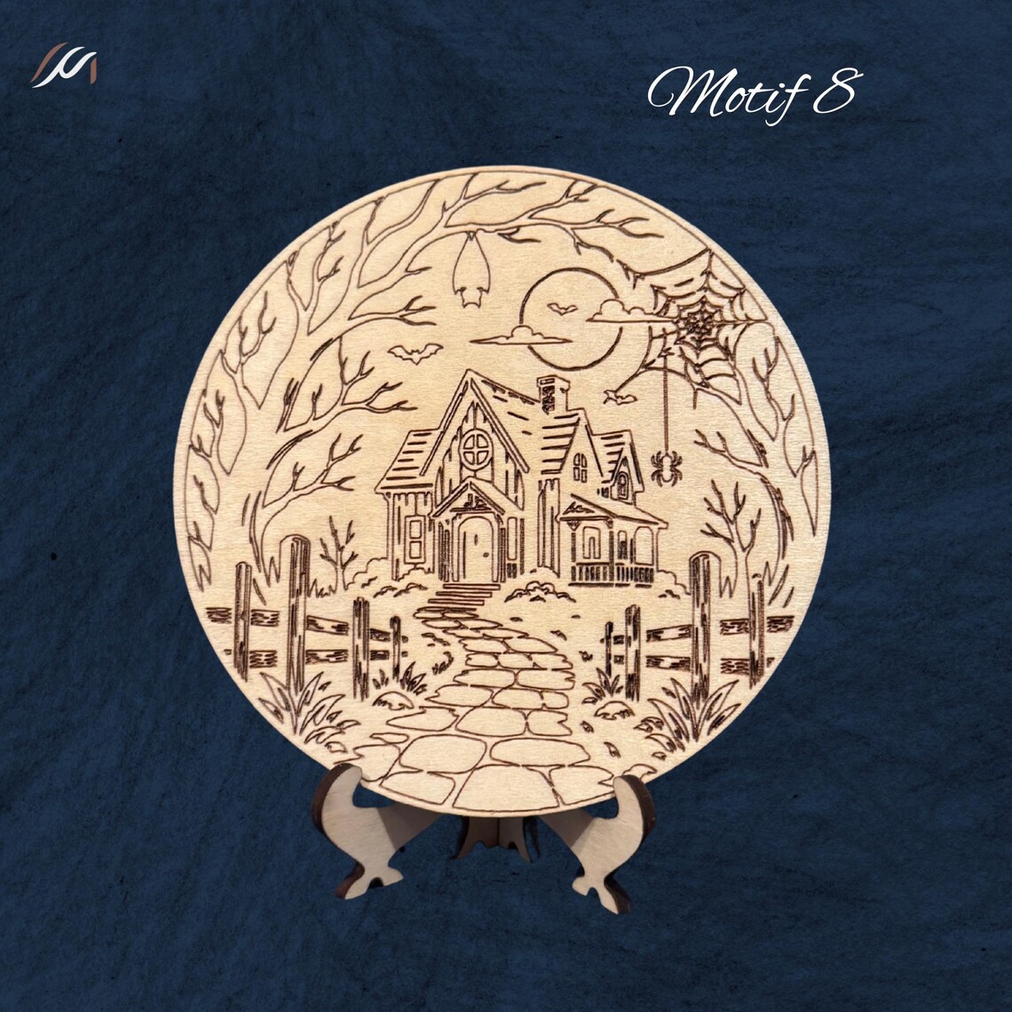 Dessous de verre Halloween en bois gravé – 10 motifs au choix