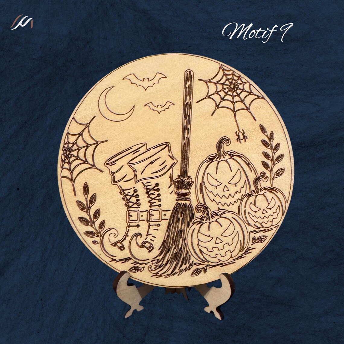 Dessous de verre Halloween en bois gravé – 10 motifs au choix