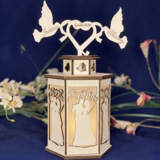 Lanterne de mariage en bois personnalisée – Pour bougie LED