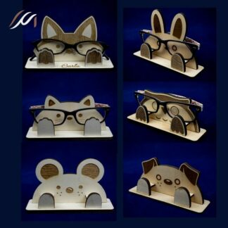 Porte lunettes enfant personnalisé en bois – Support lunettes animal