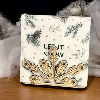 Porte-serviettes flocon de neige en bois – Décoration de table hivernale