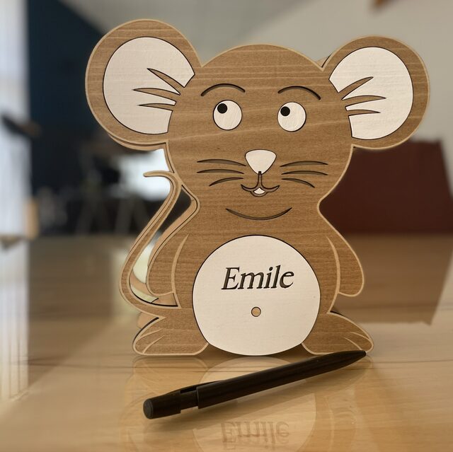 Tirelire en bois souris personnalisable
